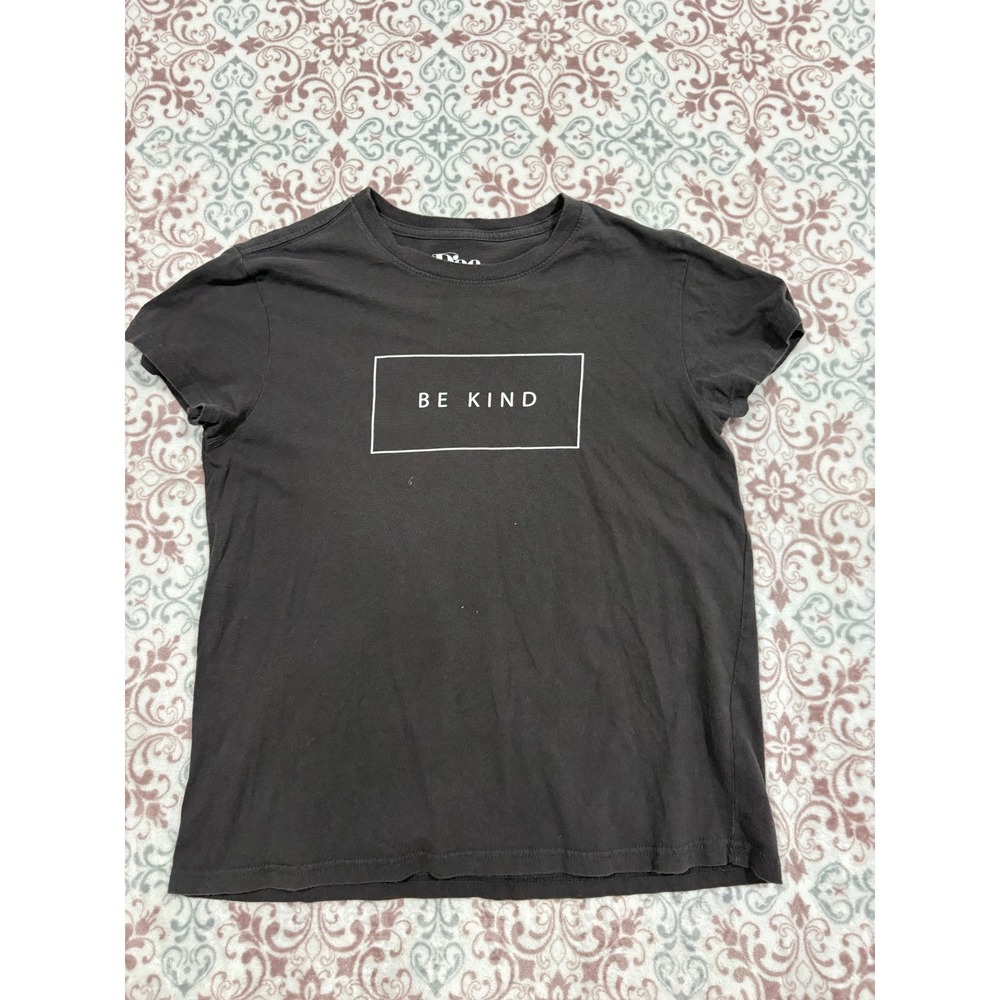 Doe Be Kind Graphic T-Shirt Black Cotton Short Sleeve Crewneck XS